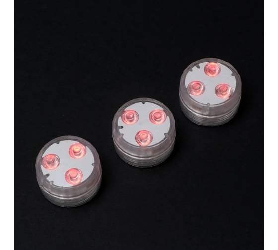 Изображение товара Водонепроницаемый мини светильник СИМАЛЕНД 3x1.9 см, 3 шт, от CR2032 (в компл.), пульт, RGB, IP68 7503713