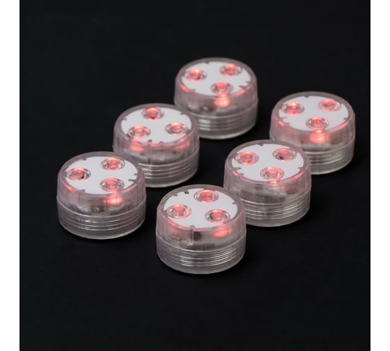 Изображение товара Водонепроницаемый мини светильник СИМАЛЕНД 3x1.9 см, 6 шт, от CR2032 (в компл.), пульт, RGB, IP68 7503714