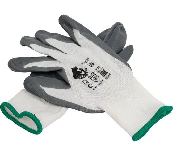 Изображение товара Перчатки с нитриловым обливом Русский Мастер, фиолетовый/серый, качество А, р.L/9, 2 шт. РМ-70730