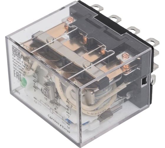 Изображение товара Промежуточное реле DEKraft 4 контакта, с LED индикацией 10А 24В DC ПР-102 23937DEK