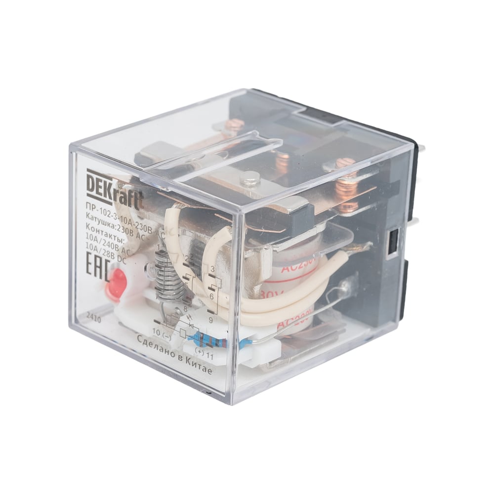 Изображение товара Промежуточное реле DEKraft ПР-102 3 контакта с LED индикацией 10А 230В AC