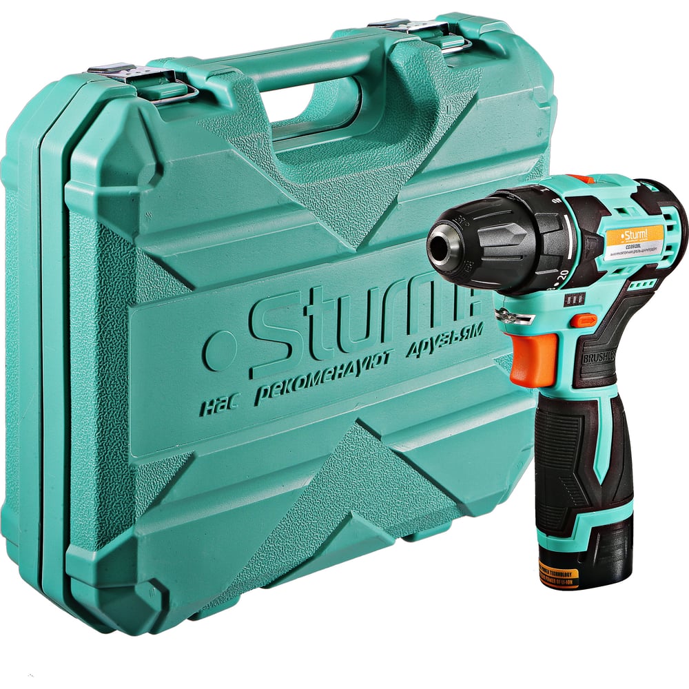 Изображение товара Аккумуляторный шуруповерт Sturm CD3512BL 12V бесщеточный кейс зарядное two батареи