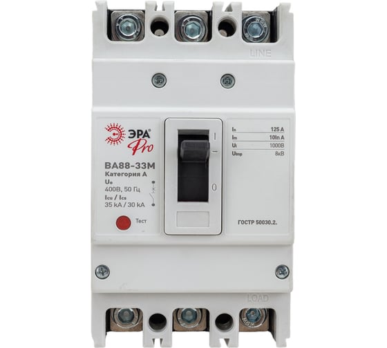 Изображение товара Автоматический выключатель ЭРА PRO ВА88-33М SVA20-3-0125-E 3Р 125А 35кА, Б0051922
