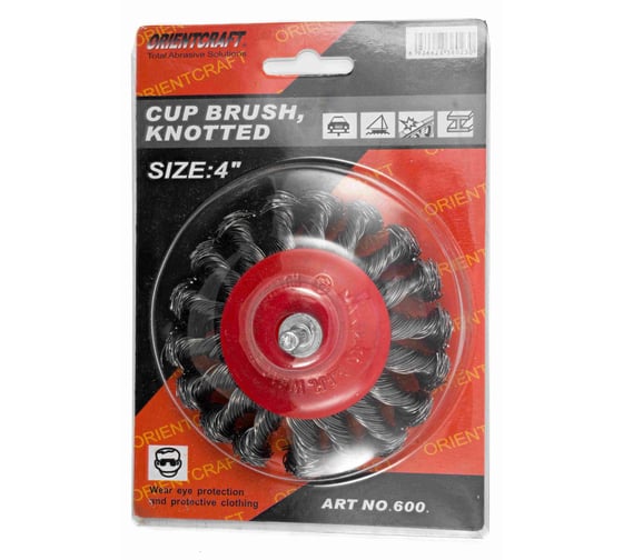 Изображение товара Щётка крацовка коническая, стальная проволокa, 100 мм, для дрели Orientcraft OCBBК1100WSH