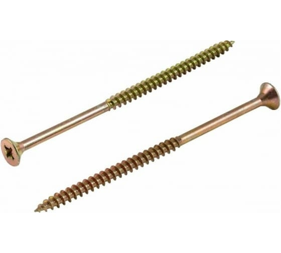 Изображение товара Универсальный саморез КВАДРА 6x180 желтый, потайная голова, цинк, кop. 50 шт. 604180005005