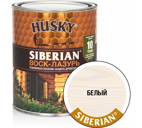 Изображение товара Воск-Лазурь HUSKY SIBERIAN белый 0,9 л 29980
