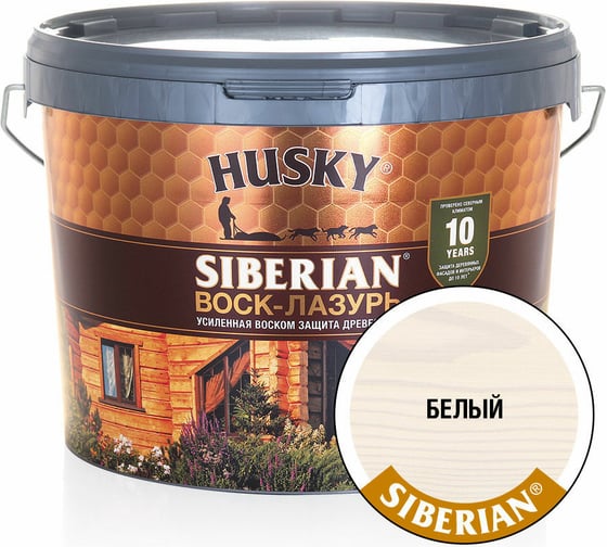 Изображение товара Воск-Лазурь HUSKY SIBERIAN белый 9 л 30006