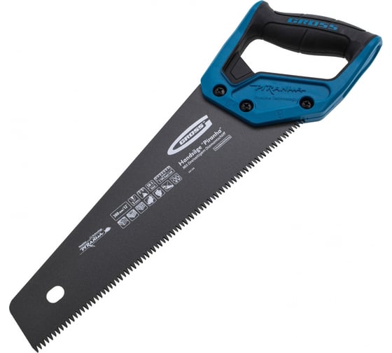 Изображение товара Ножовка по дереву GROSS PIRANHA, 300 мм, 7 TPI, 3D-зуб, тефл. покрытие, 2-х комп. рукоятка 24124