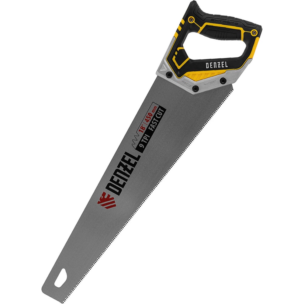 Изображение товара Ножовка по дереву Denzel 450 мм с зубьями 3D для дерева и пластика