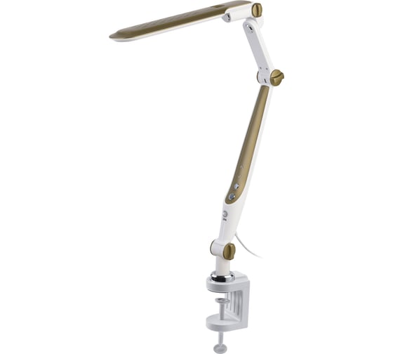 Изображение товара Настольный светодиодный светильник ЭРА NLED-496-12W-G на струбцине, золото Б0052769