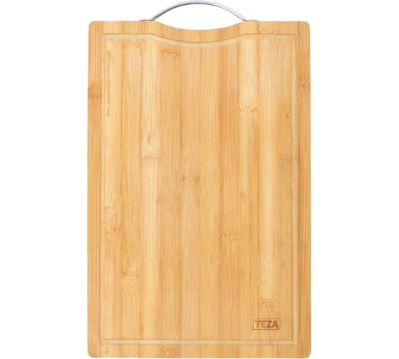 Изображение товара Разделочная доска TEZA Marsella с железной ручкой, 38х25х1,5 см, бамбук 40-003
