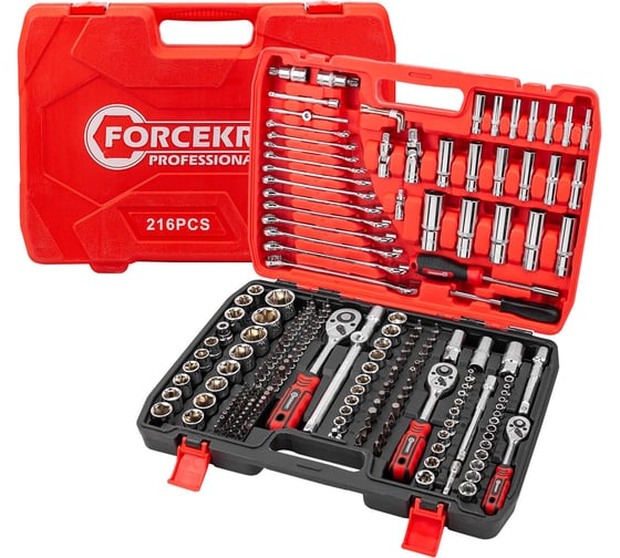 Изображение товара Набор инструментов Forcekraft 216пр.1/4''3/8''1/2''(6гр.)(4-32мм) FK-38841New(50468)