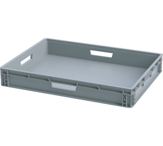 Изображение товара Ящик Sembol Plastik п/п, 800x600x120 мм, сплошной, усиленное дно, цв. серый 24289
