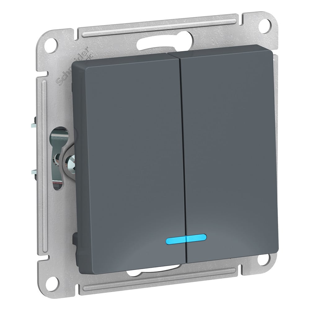 Изображение товара 2-клавишный выключатель Systeme Electric Atlas Design Грифель с подсветкой