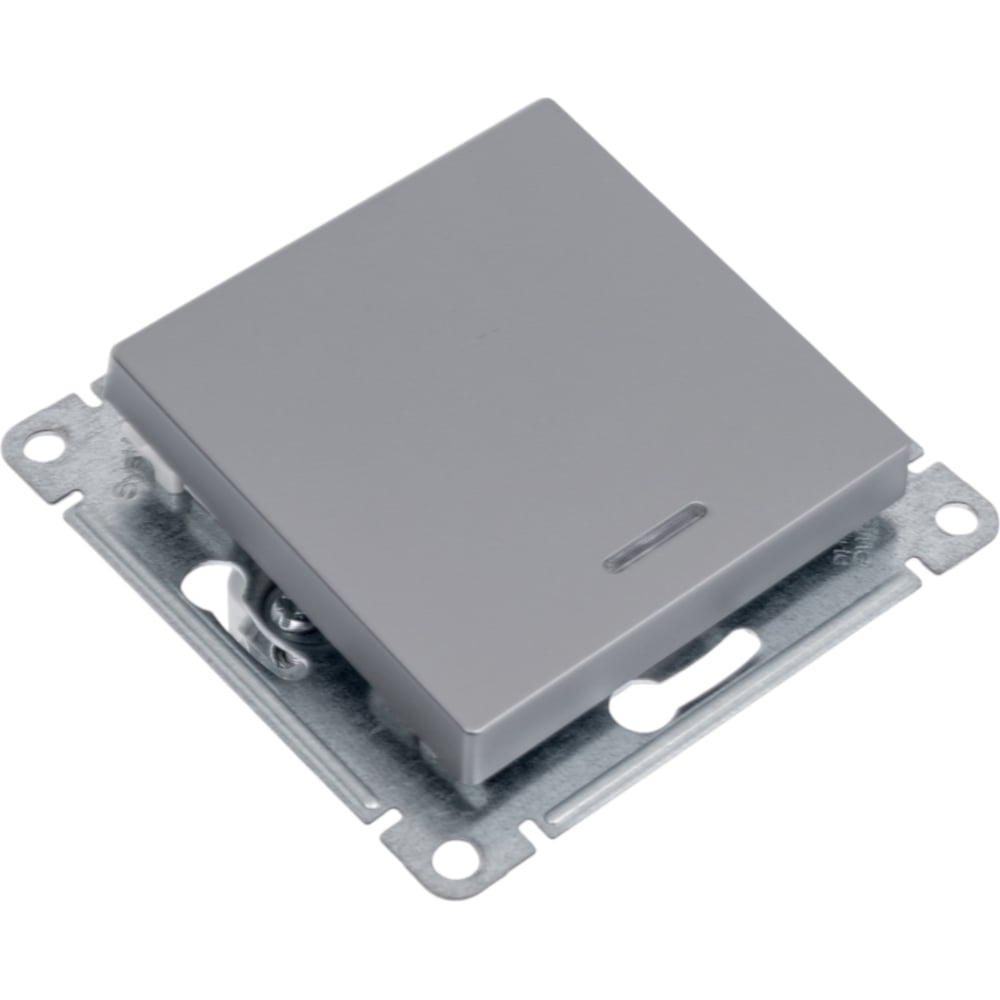 Изображение товара 1-клавишный выключатель Systeme Electric AtlasDesign Сталь с подсветкой, сх.1а, 10АХ SE ATN000913