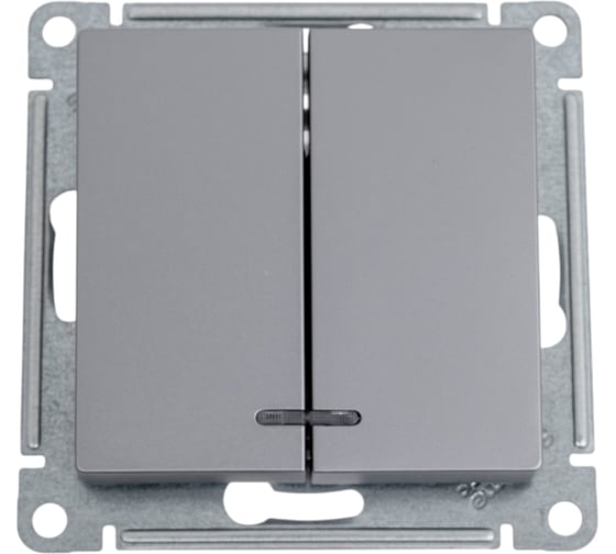 Изображение товара 2-клавишный выключатель Systeme Electric AtlasDesign Сталь с подсветкой, сх.5а, 10АХ SE ATN000953