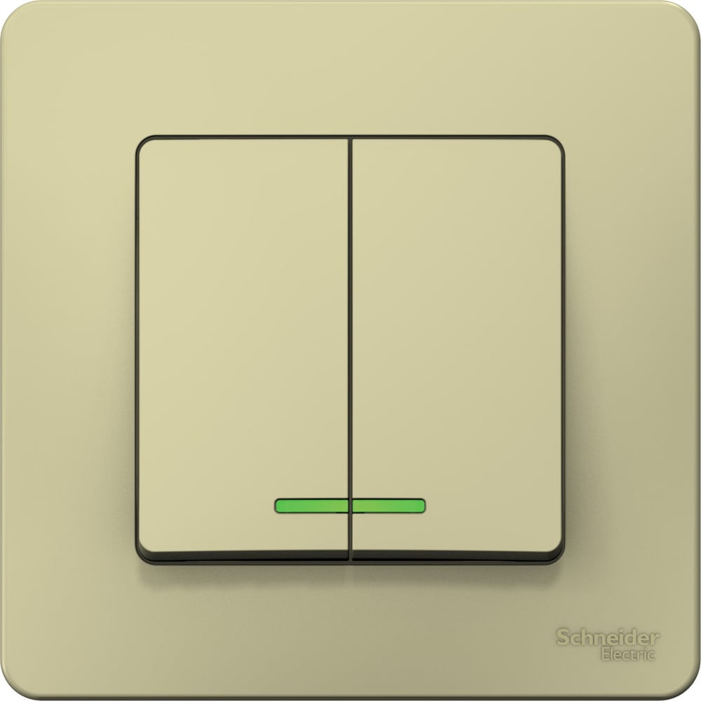 Изображение товара 2-клавишный выключатель Systeme Electric Blanca бежевый с подсветкой