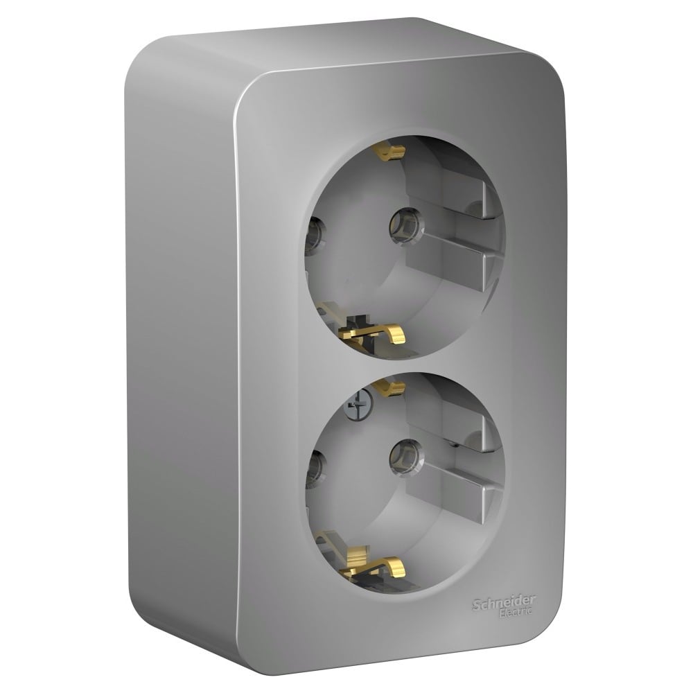 Изображение товара 2-ая наружная розетка Systeme Electric Blanca алюминий 16А 250В SE BLNRA010213