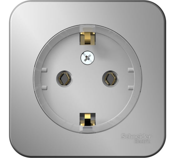 Изображение товара Наружная розетка Systeme Electric Blanca Алюминий, с заземлением, без шторок, тонкая, 16А SE BLNRA110113