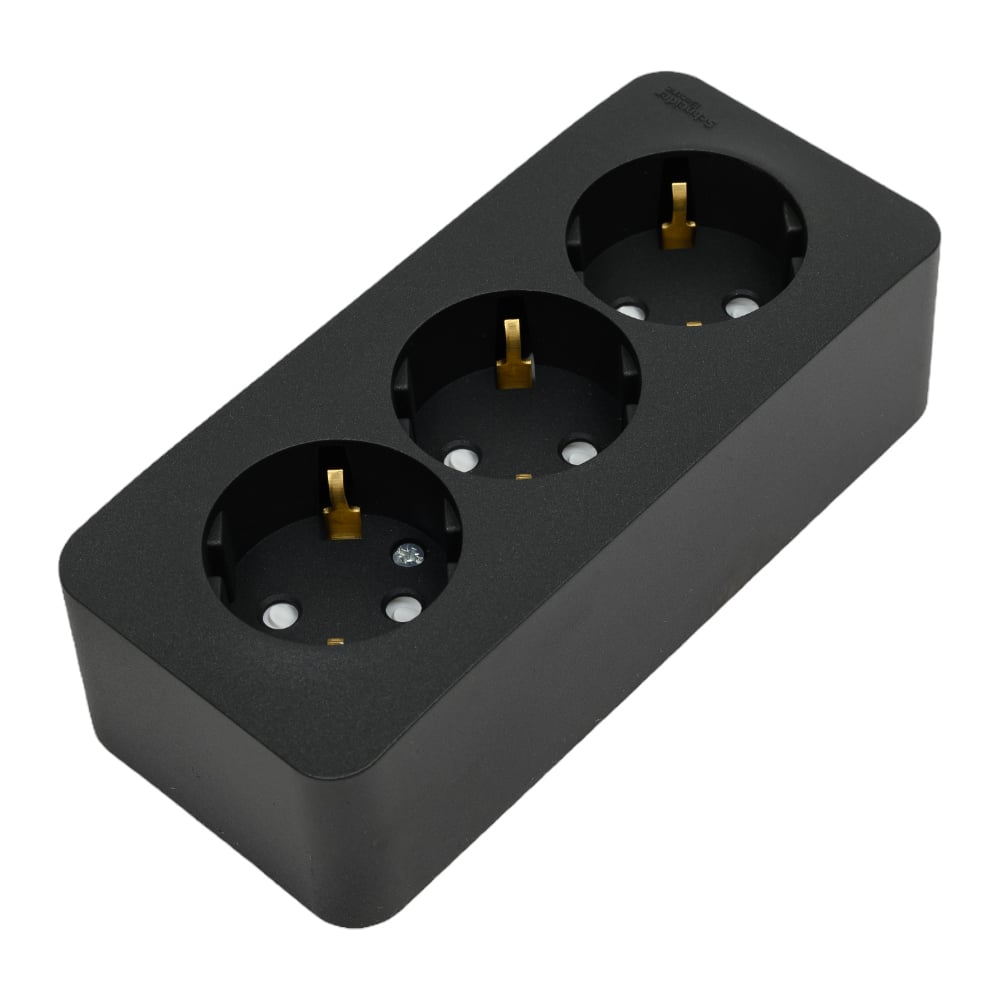 Изображение товара Наружная 3-ая розетка Systeme Electric Blanca Антрацит с заземлением