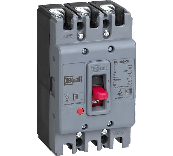 Изображение товара Силовой автоматический выключатель DEKraft ВА-303, 3 P, 125 А, 36 кА 22751DEK