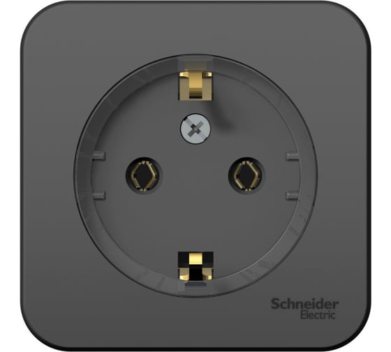 Изображение товара Наружная розетка Systeme Electric Blanca Антрацит, с заземлением, без шторок, тонкая, 16А, 250В SE BLNRA110116