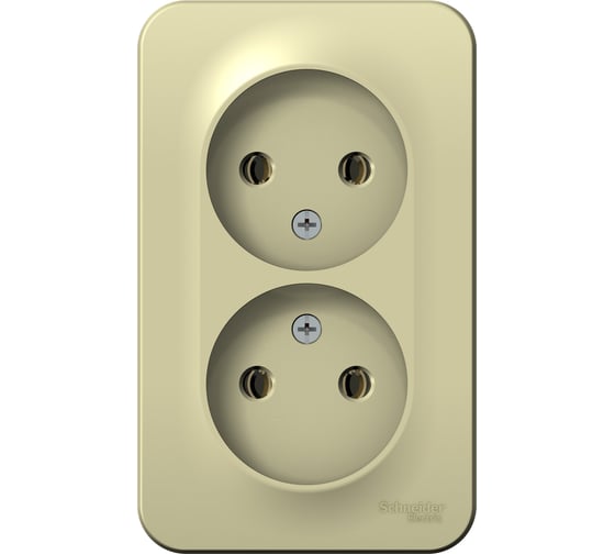 Изображение товара 2-ая наружная розетка Systeme Electric Blanca Бежевый, без заземления, без шторок, изолированная пластина SE BLNRA000217