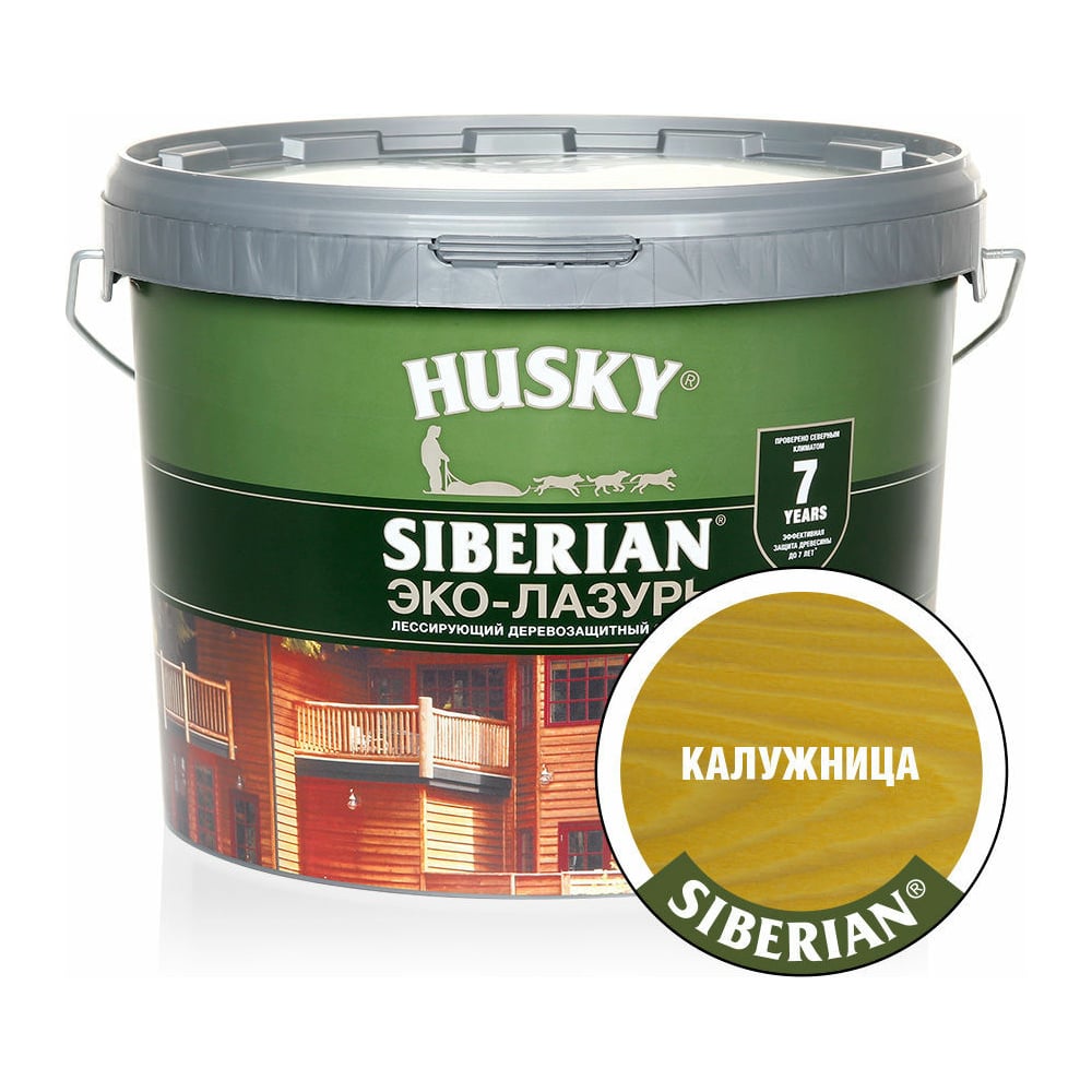 Изображение товара Эко-лазурь HUSKY Калужница 9 л для защиты и отделки