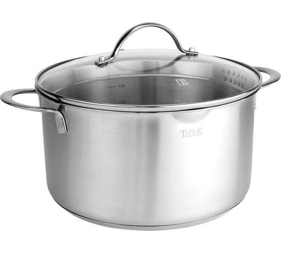 Изображение товара Кастрюля TALLER 5,3 л, сталь 18/10, толщина дна/стенки 3,9/0,6 мм TR-17254