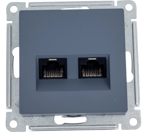 Изображение товара Двойная компьютерная розетка Systeme Electric AtlasDesign Грифель RJ45+RJ45, кат.5E SE ATN000785