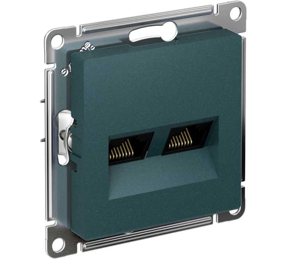 Изображение товара Двойная компьютерная розетка Systeme Electric AtlasDesign Изумруд RJ45+RJ45, кат.5E SE ATN000885