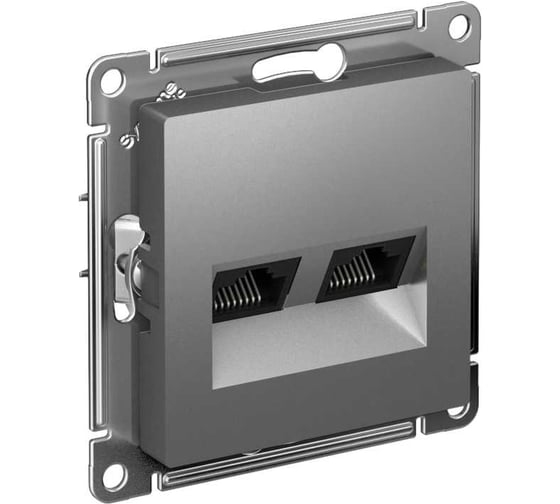 Изображение товара Двойная компьютерная розетка Systeme Electric AtlasDesign Сталь RJ45 SE ATN000985