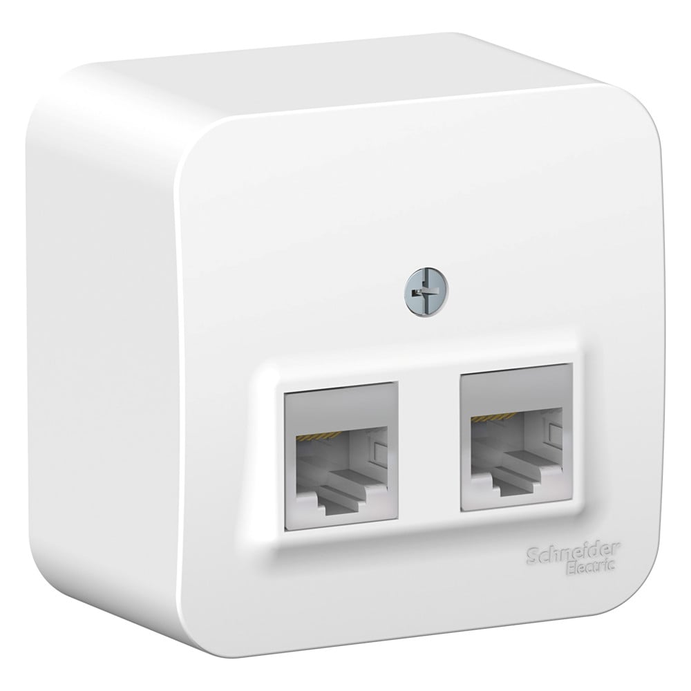 Изображение товара Двойная компьютерная розетка Systeme Electric Blanca наружная белый RJ45, кат.5E SE BLNIA045451