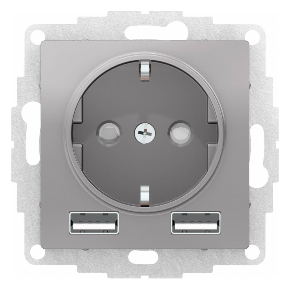 Изображение товара Розетка SO + USB Systeme Electric AtlasDesign алюминий