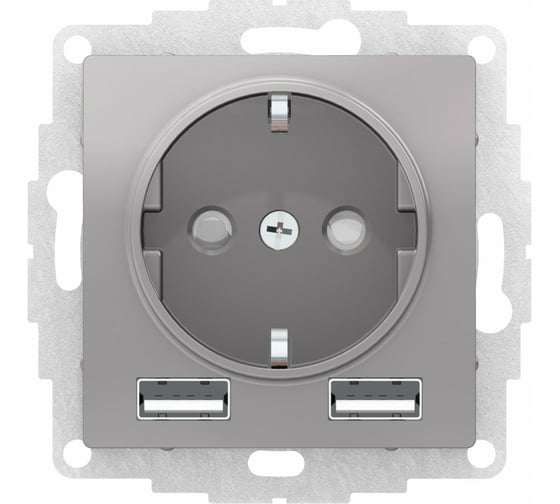 Изображение товара Розетка SO + USB Systeme Electric AtlasDesign Алюминий, A+A, 5В/2,4А, 2x5В/1,2А SE ATN000330