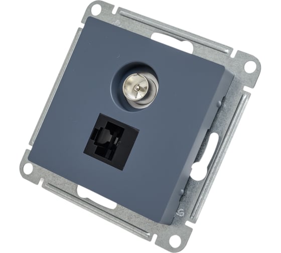 Изображение товара Двойная розетка компьютерная + ТВ Systeme Electric AtlasDesign Грифель, RJ45+TV, кат.5E SE ATN000789