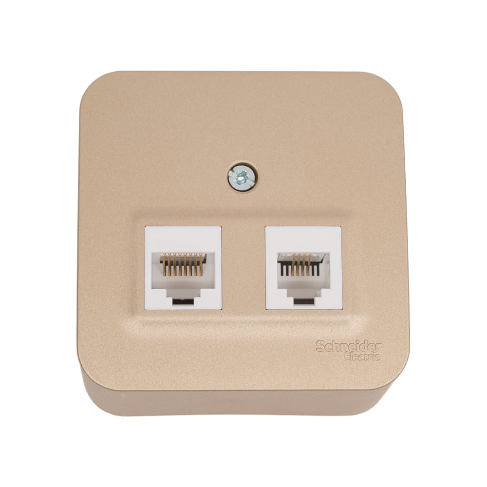 Изображение товара Двойная розетка компьютерная+ТВ Systeme Electric Blanca наружная Титан, RJ45+RJ11, кат.5E SE BLNIA045114