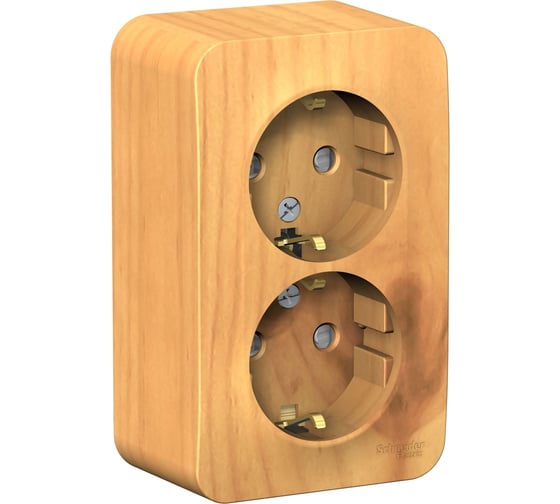 Изображение товара 2-ая наружная розетка Systeme Electric Blanca Ясень, с заземлением, со шторками, 16А, 250В SE BLNRA011215