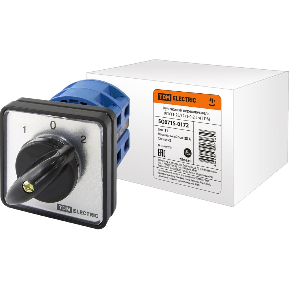 Изображение товара Переключатель направления TDM ELECTRIC КПУ11-25/52 1-0-2 3-позиционный
