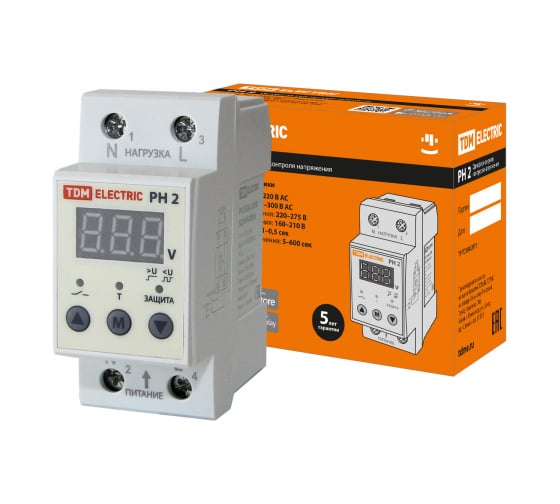 Изображение товара Реле напряжения TDM РН 2 63А-220В LED-дисплей SQ1504-0016