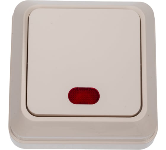 Изображение товара Выключатель Intro Quadro с подсветкой, 10А-250В, IP20, открытая установка, слоновая кость, Б0053743