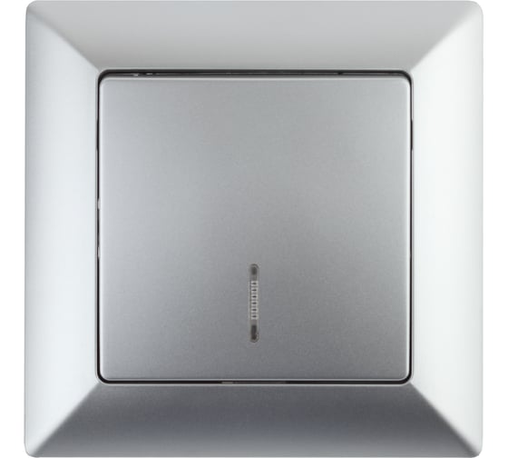 Изображение товара Выключатель Intro Solo 4-102-03 одноклавишный с подсветкой, 10А-250В, IP20, СУ, алюминий, Б0053561