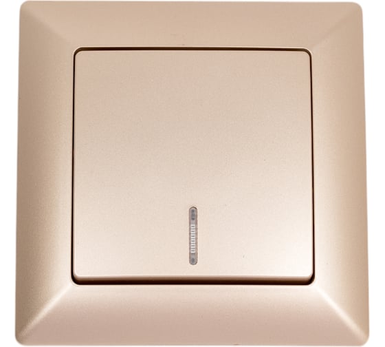 Изображение товара Выключатель Intro Solo 4-102-04 одноклавишный с подсветкой, 10А-250В, IP20, СУ, шампань, Б0053563