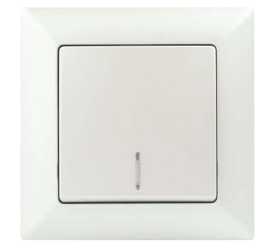 Изображение товара Выключатель Intro Solo 4-102-06 одноклавишный с подсветкой, 10А-250В, IP20, СУ, перламутр, Б0053568