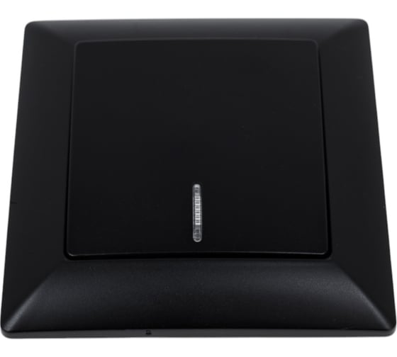 Изображение товара Выключатель Intro Solo 4-102-05 одноклавишный с подсветкой, 10А-250В, IP20, СУ, антрацит, Б0053566