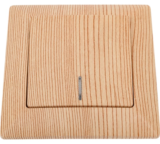 Изображение товара Выключатель Intro Solo 4-102-11 одноклавишный с подсветкой, 10А-250В, IP20, СУ, сосна, Б0053572