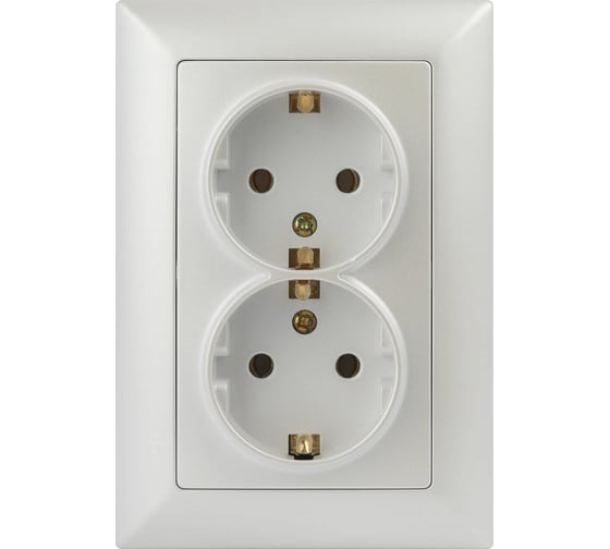 Изображение товара Розетка Intro Solo с заземлением двойная 2x2P+E Schuko, 16А-250В, IP20, СУ, перламутр, Б0053678