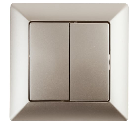 Изображение товара Выключатель Intro Solo 4-104-04 двухклавишный 10А-250В, IP20, СУ, шампань, Б0053588