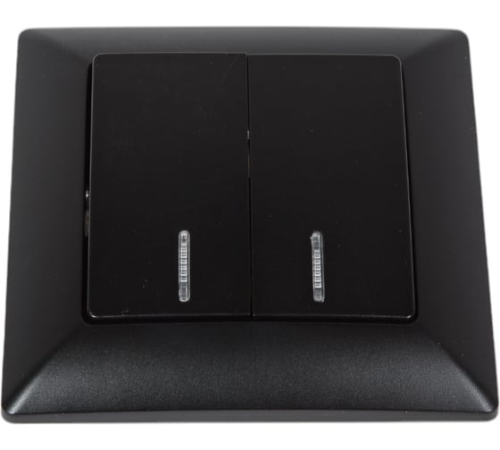 Изображение товара Выключатель Intro Solo двухклавишный с подсветкой, 10А-250В, IP20, СУ, Solo, антрацит, Б0053597