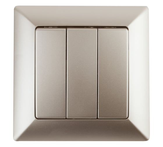 Изображение товара Выключатель Intro Solo 4-106-04 трехклавишный 10А-250В, IP20, СУ, шампань, Б0053604